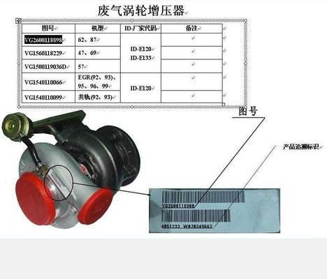 Компрессор компонента ETS для Sinotruk HOWO Turbo Wd615.47 двигатель Vg1560118229